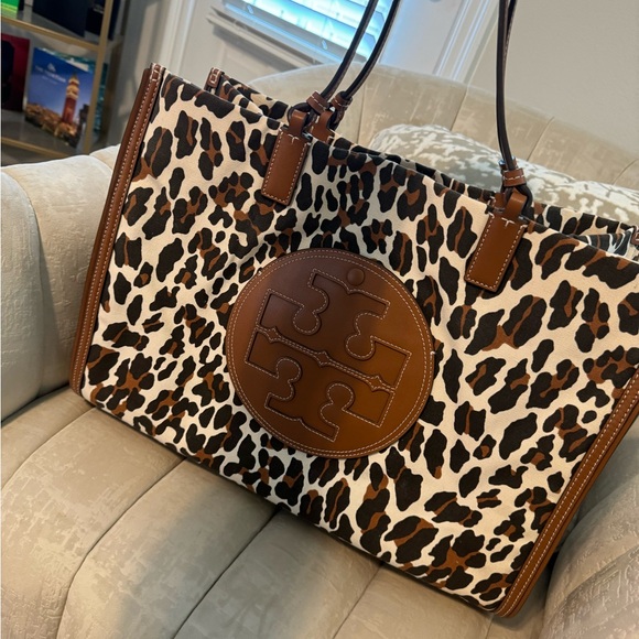 Tory Burch Ella Leopard Canvas Tote - Picture 6 of 8